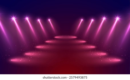 eye catching bright spotlight on empty stage background vector