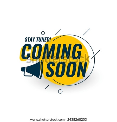 eye catching coming soon web page background with megaphone design vector