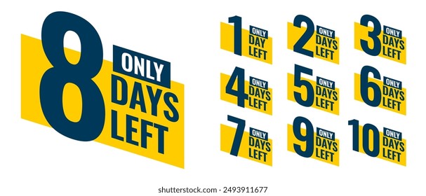 eye catching countdown days left badge for website promo or announcement vector