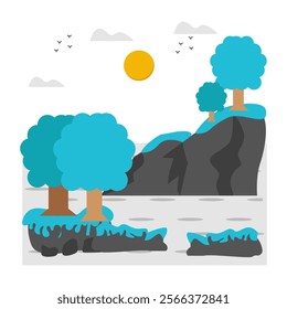 An eye catching design icon of mountain trees landscape