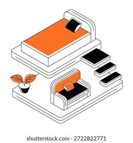 Um design atraente ilustração de quarto de cama