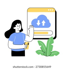 Um desenho atraente ilustração da troca de dados na nuvem 