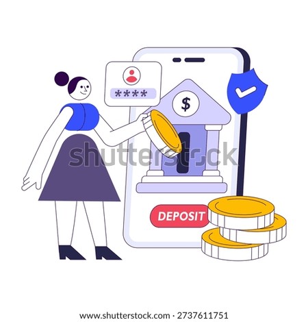 An eye catching design illustration of deposit money online 
