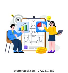 Uma ilustração atraente de design da inicialização do projeto