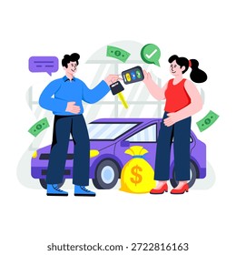 An eye catching design illustration of purchasing new car