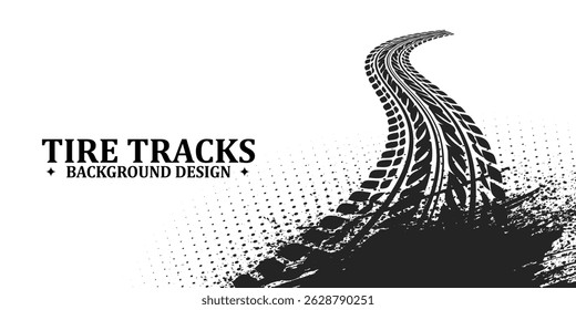 eye catching dirty tire track pattern grunge texture banner vector illustration eps10