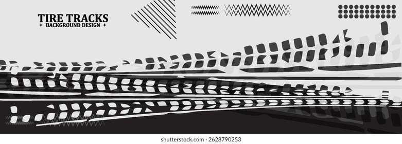 eye catching dirty tire track pattern grunge texture banner vector illustration eps10