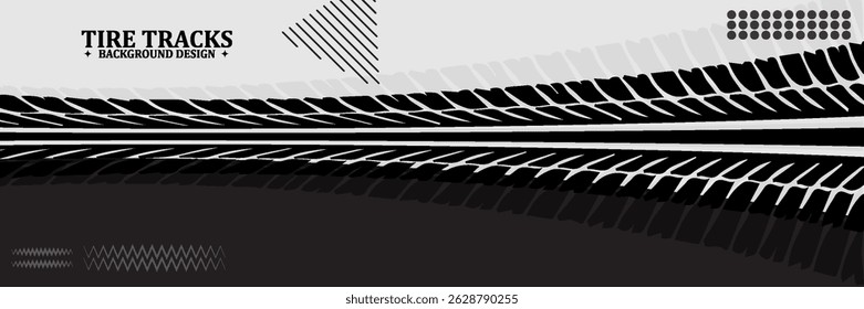 eye catching dirty tire track pattern grunge texture banner vector illustration eps10