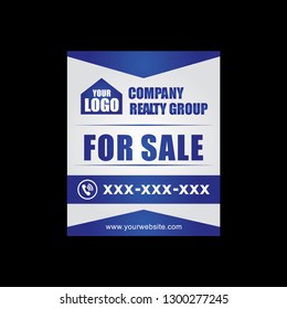 Eye Catching And Easy To Read Real Estate Blue Yard Sign Design