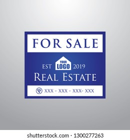 Eye catching and easy to read real estate blue yard sign design