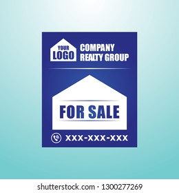 Eye catching and easy to read real estate blue yard sign design