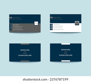 Eye Catching Elegant Modern Minimal Unique Navy And Grey Colour Business Card Design Template