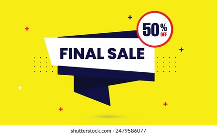 Eye catching final sale banner template with a vibrant yellow background, featuring 50% off perfect for your promotional needs!