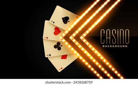eye catching gambling ace card banner with glowing light bulb vector