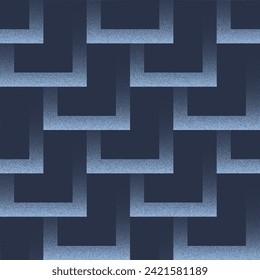 Eye Catching Geometric Seamless Pattern Trend Vector Blue Abstract Background. Half Tone Art Illustration for Vogue Textile Print. Endless Elegant Neat Graphical Abstraction Wallpaper Dot Work Texture
