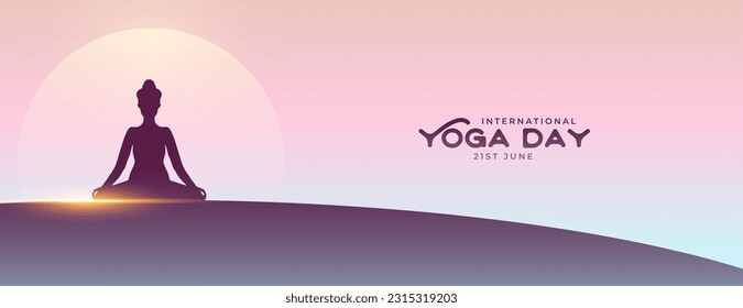 eye catching happy yoga day event poster for wellness and calmness vector