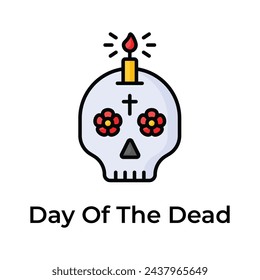 An eye catching icon of Day of the Dead in editable style, Isolated on white background