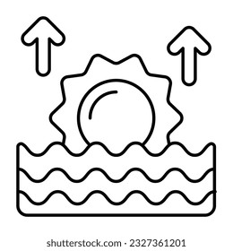 Icono de la aparición del sol en diseño lineal 