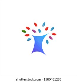 Eye Catching Lmany Color Tree Leaf Logo