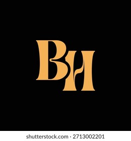 Un diseño de monograma llamativo con letras B y H entrelazadas en un estilo vintage ideal para la identidad y el logotipo de la marca de lujo