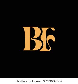 Un diseño de monograma llamativo con letras B y F entrelazadas en un estilo vintage ideal para la identidad y el logotipo de la marca de lujo
