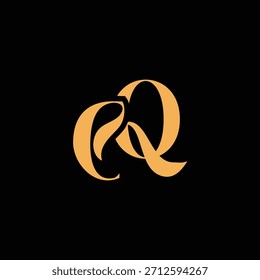 Un diseño de monograma llamativo con letras C y Q entrelazadas en un estilo vintage ideal para la identidad y el logotipo de la marca de lujo