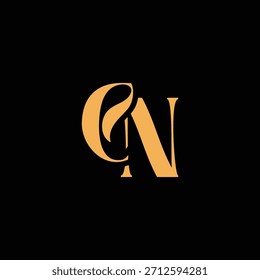 Un diseño de monograma llamativo con letras C y N entrelazadas en un estilo vintage ideal para la identidad y el logotipo de la marca de lujo
