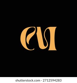 Un diseño de monograma llamativo con letras C y M entrelazadas en un estilo vintage ideal para la identidad y el logotipo de la marca de lujo