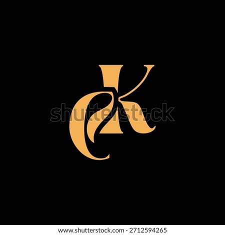 An eye catching monogram design with C and K letters intertwined in a vintage style great for luxury brand identity and logo