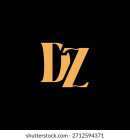 Um design de monograma atraente com letras D e Z entrelaçadas em um estilo vintage ótimo para identidade e logotipo de marca de luxo