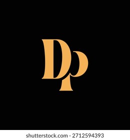 Un diseño de monograma llamativo con letras D y P entrelazadas en un estilo vintage ideal para la identidad y el logotipo de la marca de lujo