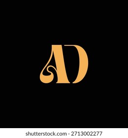 Un diseño de monograma llamativo con letras A y D entrelazadas en un estilo vintage ideal para la identidad y el logotipo de la marca de lujo