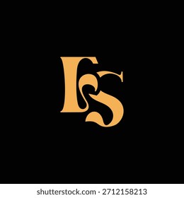 Un diseño de monograma llamativo con letras F y S entrelazadas en un estilo vintage ideal para la identidad y el logotipo de la marca de lujo