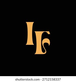 Un diseño de monograma llamativo con letras I y F entrelazadas en un estilo vintage ideal para la identidad y el logotipo de la marca de lujo