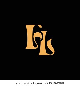 An eye catching monogram design with F and L letters intertwined in a vintage style great for luxury brand identity and logo