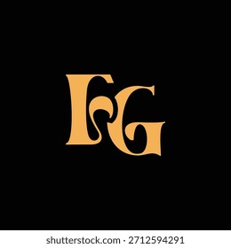 Un diseño de monograma llamativo con letras F y G entrelazadas en un estilo vintage ideal para la identidad y el logotipo de la marca de lujo