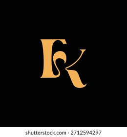Un diseño de monograma llamativo con letras F y K entrelazadas en un estilo vintage ideal para la identidad y el logotipo de la marca de lujo