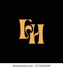 An eye catching monogram design with F and H letters intertwined in a vintage style great for luxury brand identity and logo