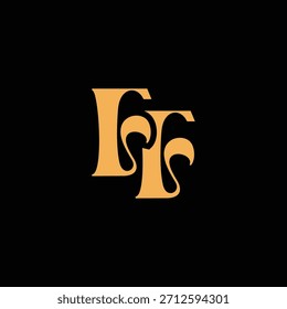 Un diseño de monograma llamativo con letras F y F entrelazadas en un estilo vintage ideal para la identidad y el logotipo de la marca de lujo