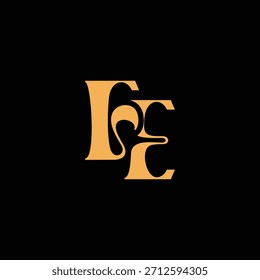 Un diseño de monograma llamativo con letras F y E entrelazadas en un estilo vintage ideal para la identidad y el logotipo de la marca de lujo