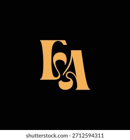 Un diseño de monograma llamativo con letras F y A entrelazadas en un estilo vintage ideal para la identidad y el logotipo de la marca de lujo