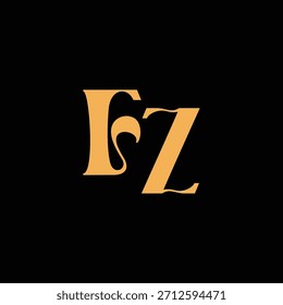 Un diseño de monograma llamativo con letras F y Z entrelazadas en un estilo vintage ideal para la identidad y el logotipo de la marca de lujo