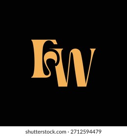 Un diseño de monograma llamativo con letras F y W entrelazadas en un estilo vintage ideal para la identidad de marca de lujo y el logotipo