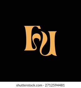 Un diseño de monograma llamativo con letras F y U entrelazadas en un estilo vintage ideal para la identidad y el logotipo de la marca de lujo