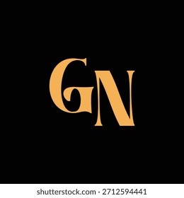 Un diseño de monograma llamativo con letras G y N entrelazadas en un estilo vintage ideal para la identidad y el logotipo de la marca de lujo
