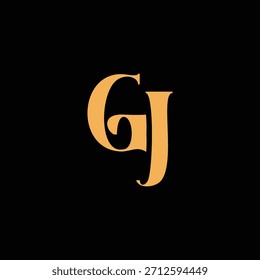 Un diseño de monograma llamativo con letras G y J entrelazadas en un estilo vintage ideal para la identidad y el logotipo de la marca de lujo