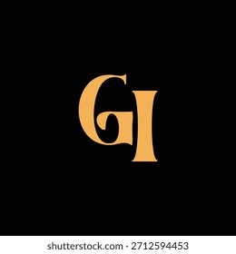 Un diseño de monograma llamativo con letras G e I entrelazadas en un estilo vintage ideal para la identidad y el logotipo de la marca de lujo