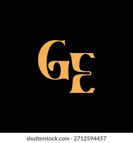 Un diseño de monograma llamativo con letras G y E entrelazadas en un estilo vintage ideal para la identidad y el logotipo de la marca de lujo
