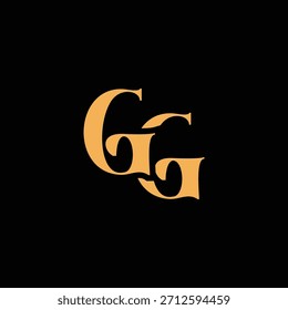 Un diseño de monograma llamativo con letras G y G entrelazadas en un estilo vintage ideal para la identidad y el logotipo de la marca de lujo