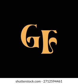Ein auffälliges Monogramm-Design mit G- und F-Buchstaben in einem Vintage-Stil verflochten, ideal für Luxus-Markenidentität und Logo